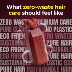 Example ad for a sample soap brand with the headline What zero-waste hair care should feel like